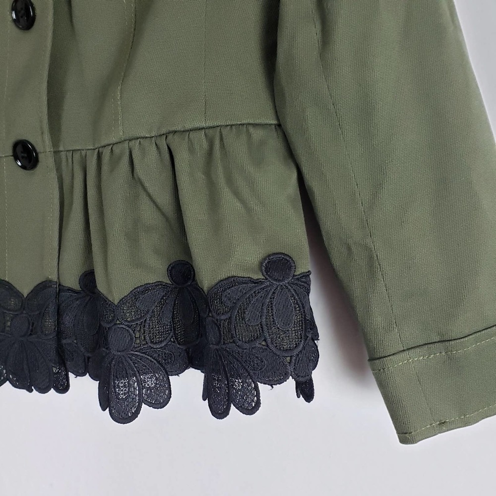 Ann Taylor Peplum Blazer Jacket Olive Green Lace 4 - Picture 4 of 11